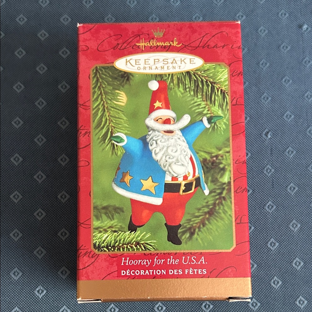 Hallmark Patriotic Santa Ornament in Red and Blue